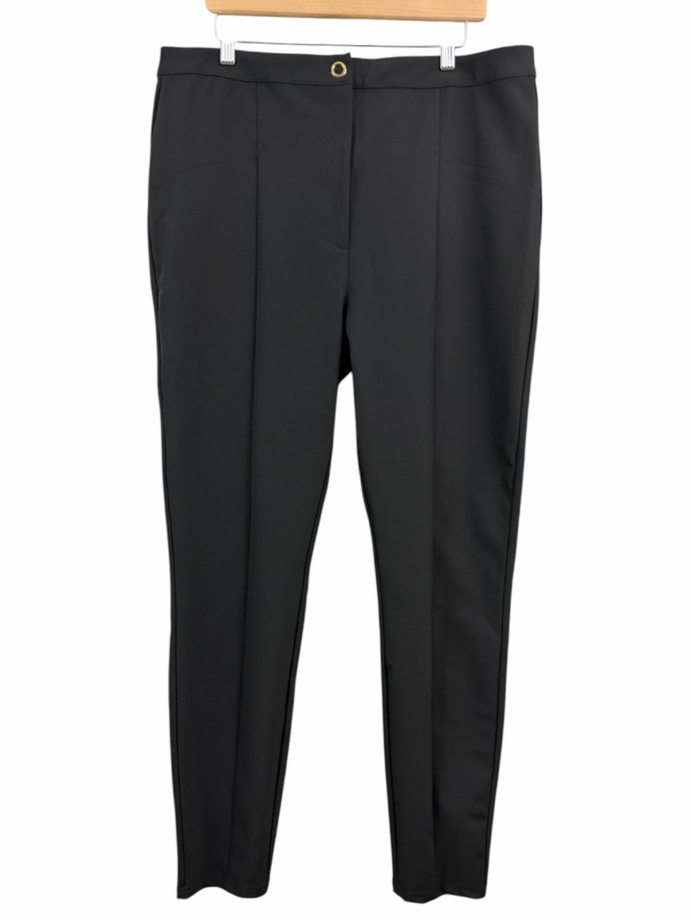 NWT ASOS Classic Black Seamed Front Gold Rimmed Snap Button Pants Size 18 Tall